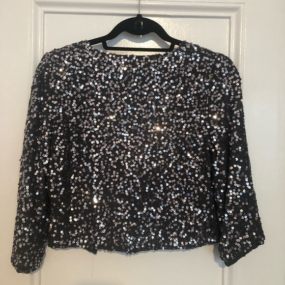 Silence + Noise grey sequin jacket - Picture 4 of 4